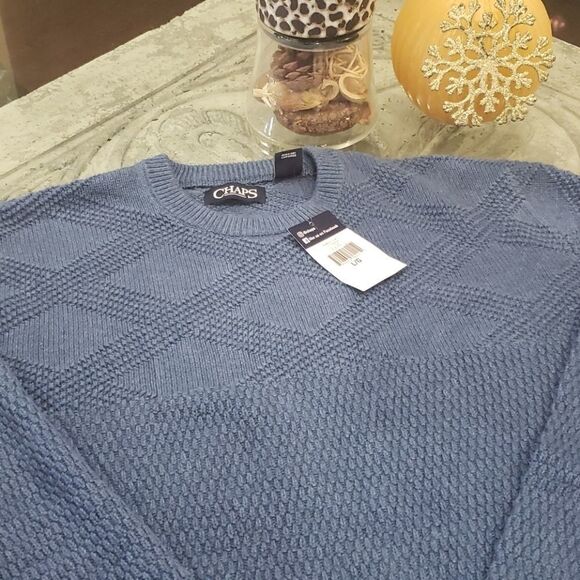SALE! Chaps men's Crewneck Cotton Oversized Sweater L new - Picture 2 of 5